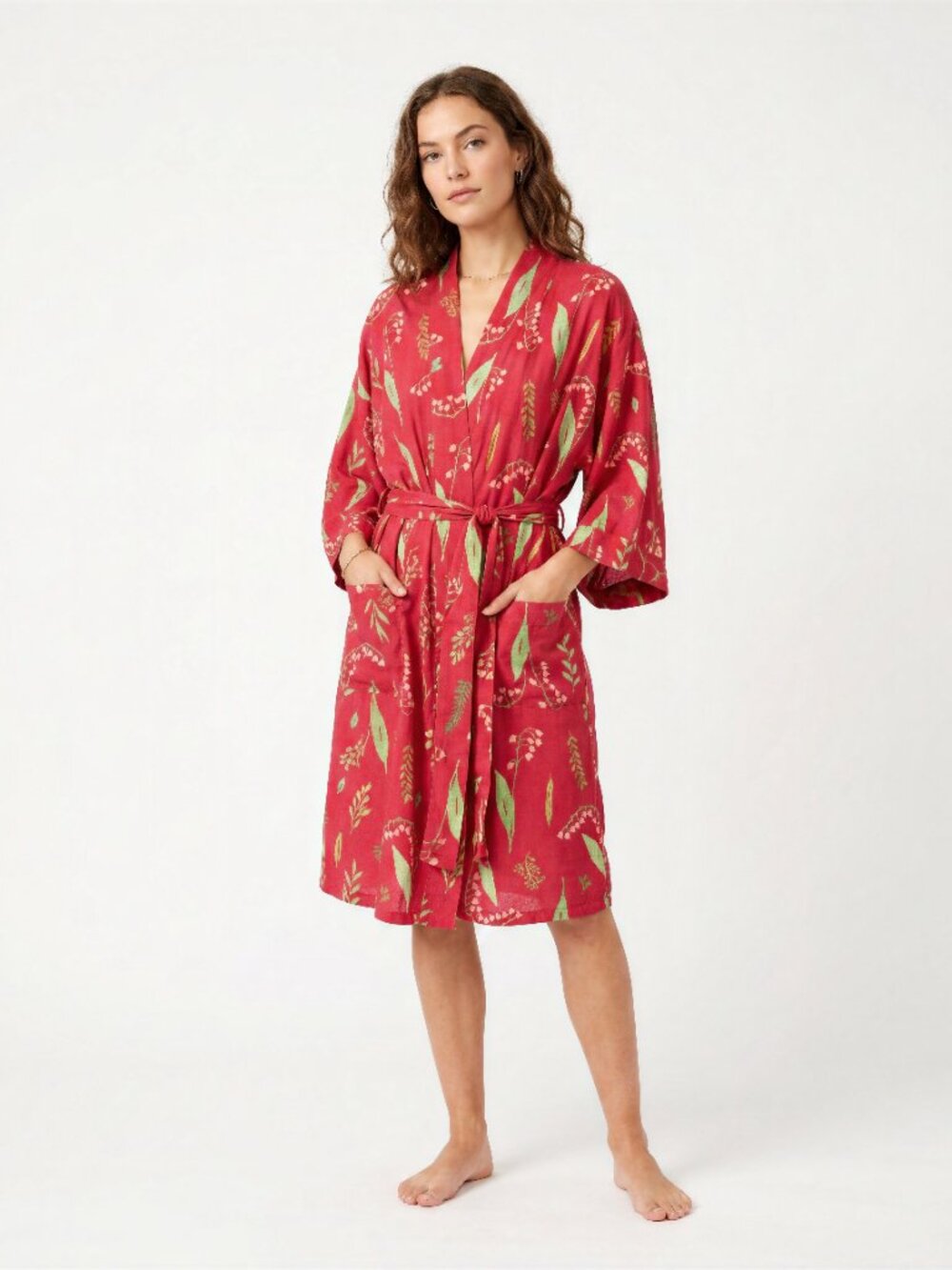 Uncommon Goods Floral Kimono Duster Open‎ Front Lightweight Red M/L - Picture 2 of 13